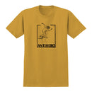 T-shirt Antihero Doobie Lance coloris jaune moutarde chiné, artwork Lance Mountain sérigraphié sur la poitrine