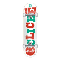 Skateboard complet Cliché Woodcut Red Teal 8.0 pouces, graphique rouge et bleu-vert