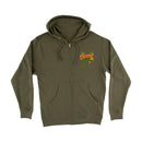 Sweat zip à capuche Creature Deadly Sands coloris Army avec impression dos