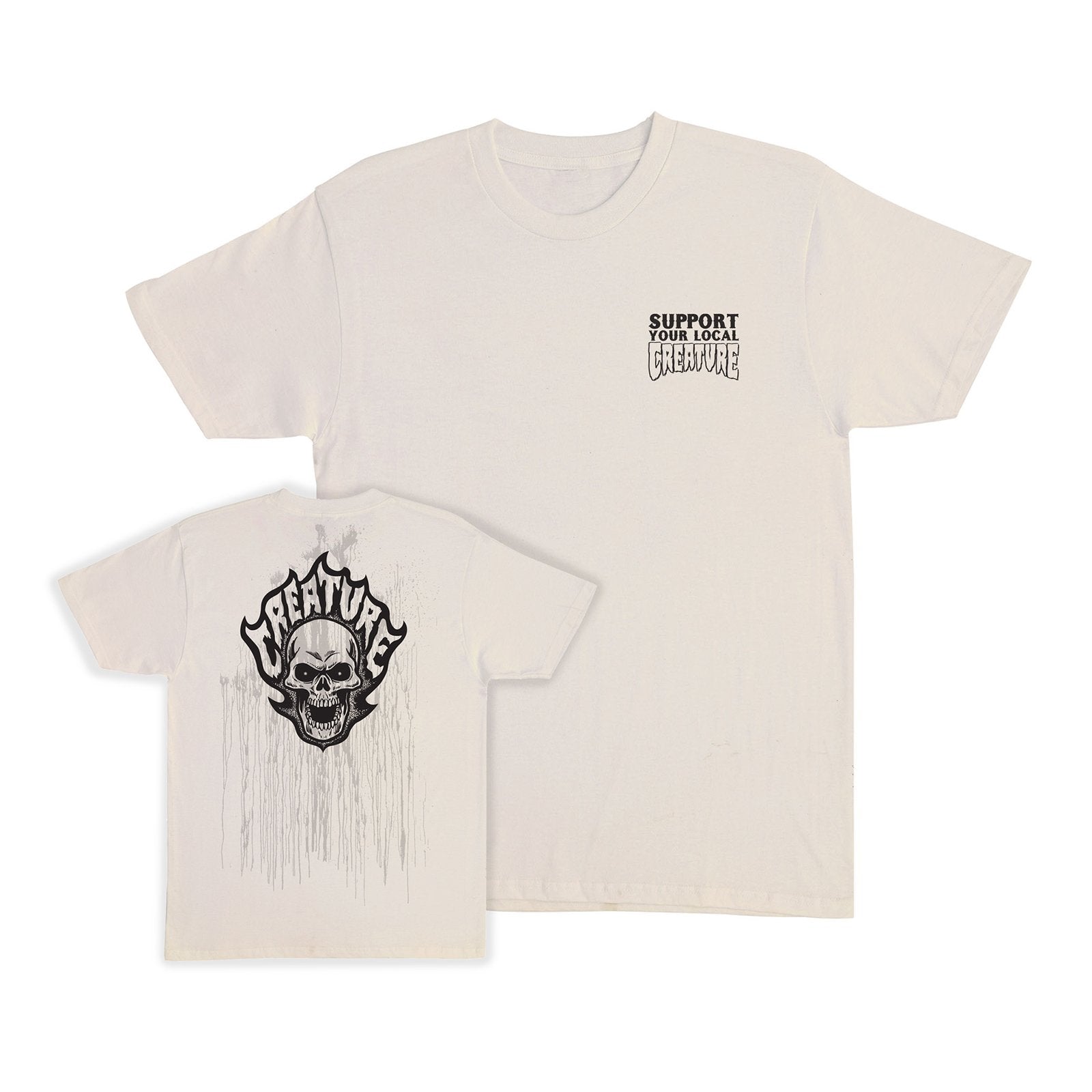 Creature T-shirt Bonehead Flame Wash SS Natural