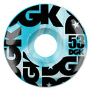 Jeu de 4 roues DGK Swirl Formula 53mm 101A, coloris blanc et bleu motif swirl