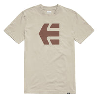 T-shirt Etnies Icon SS Tee coloris tan avec logo Etnies bleu sérigraphié sur la poitrine
