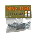 Jeu de visserie Mini Logo cruciforme 0.875 pouce, vis noires et écrous argent
