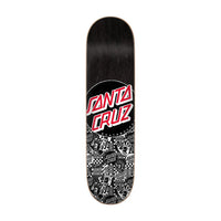 Deck de skate Santa Cruz Flier Collage Dot 8.125", graphique en collage de flyers sur fond noir