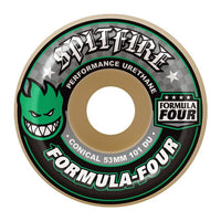 Jeu de 4 roues Spitfire Formula Four Conical 53mm 101D, print vert