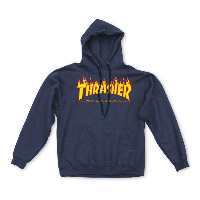 Thrasher Sweat Flame Hood Navy L
