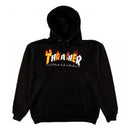 Sweat à capuche Thrasher Flame Mag noir avec logo flammé blanc au centre de la poitrine