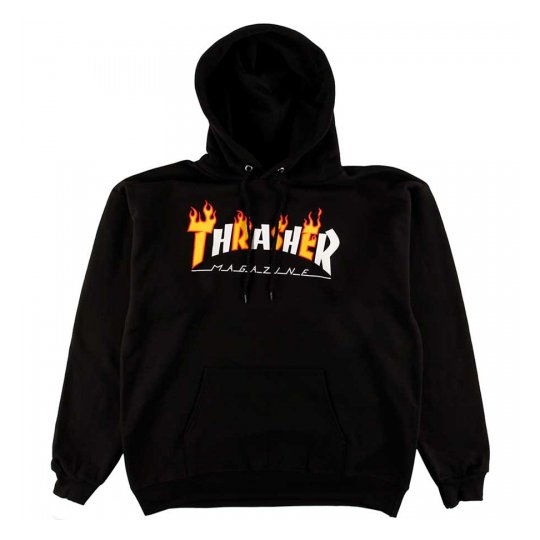 Thrasher Sweat Flame Mag Hood Black