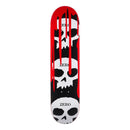 Deck de skate Zero 3 Skull Blood, graphisme triple crâne rouge sur fond noir, 8.0 pouces